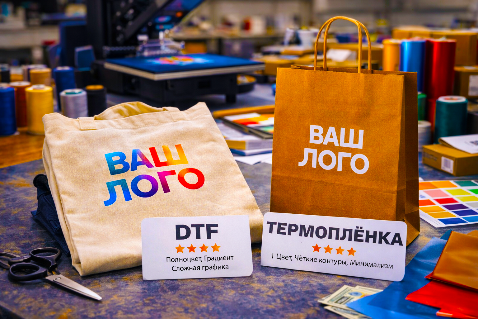 Нанесение логотипа на упаковку: DTF или термоплёнка?